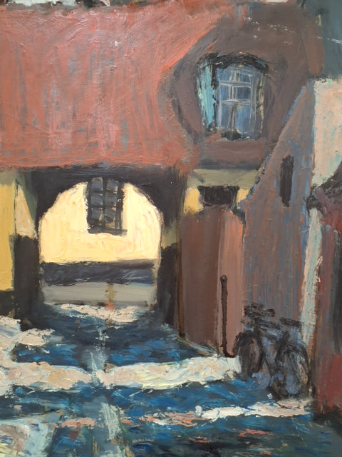 Maleri: Gade i by, Erik Friberg